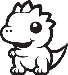 Dino Delightful Cute Black Logo Icon Cheerful Dino Charm Black Vector Design