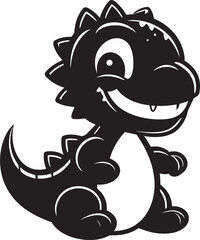 Cuddly Dino Charm Black Vector Icon Dino Delightful Vector Black Cartoon