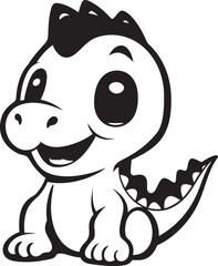 Playful Dino Charm Vector Black Logo Sweet Dino Grin Black Iconic Design