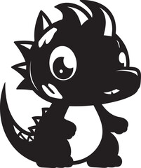 Adorable Dino Joy Cute Black Vector Tiny T Rex Treasures Black Logo Icon
