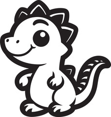 Endearing Dino Chic Vector Black Cartoon Friendly Dino Face Cute Black Icon