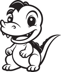 Fototapeta premium Cute Dino Elegance Black Logo Icon Friendly Dino Charm Vector Black Design