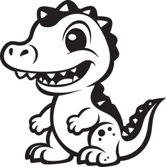 Fototapeta premium Adorable Dino Joy Cute Black Logo Tiny T Rex Treasures Black Design
