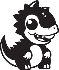 Charming Dino Charm Cute Black Friendly Dino Face Black Logo Icon