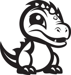 Whimsical Dino Charm Cute Black Icon Dino Delightful Vector Black Logo