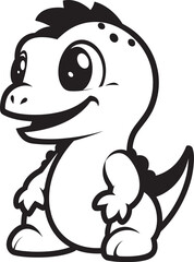 Joyful Dino Elegance Black Vector Icon Lovely Dino Whimsy Cute Black