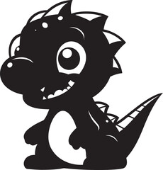 Cuddly Dino Charm Black Vector Icon Dino Delightful Vector Black Cartoon