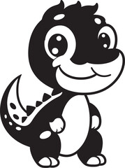 Joyful Dino Hug Black Vector Icon Lovely Dino Whimsy Cute Black Design