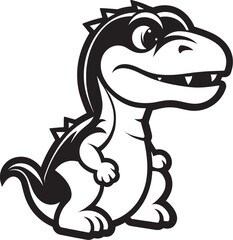 Lovely Dino Whimsy Cute Black Design Playful Dino Charm Vector Black Icon