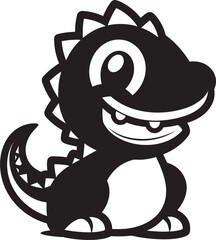 Friendly Dino Face Vector Black Icon Cuddly Dino Charm Cute Black Design