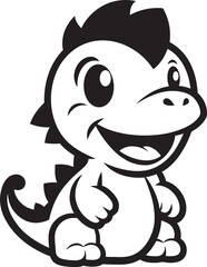 Cuddly Dino Charm Cute Black Design Dino Delightful Black Vector Cartoon