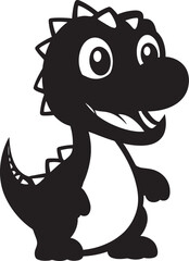 Cheerful Dino Charm Cute Black Icon Joyful Dino Hug Vector Black Design