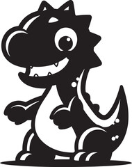 Charming Dino Charm Cute Black Vector Friendly Dino Face Black Logo Icon