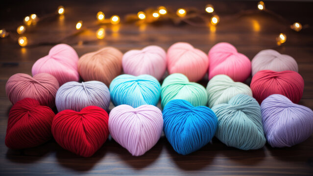 Spectrum of Hearts: Vibrant Thread Art