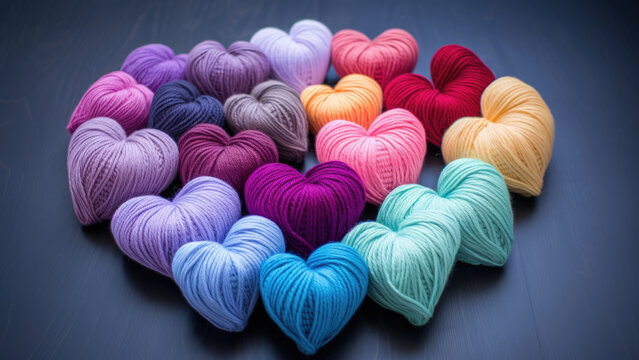 Rainbow Romance: Threads Forming Heartfelt Shapes