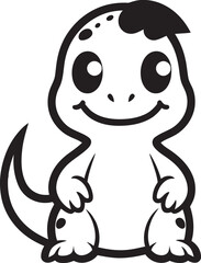 Dino Delightful Cute Black Vector Cheerful Dino Charm Black Logo Icon