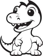 Charming Dino Delight Cute Black Icon Friendly Dino Chic Vector Black Logo