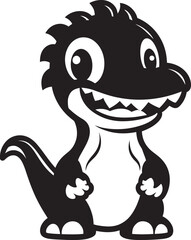 Joyful Dino Hug Vector Black Design Lovely Dino Chic Cute Black Logo