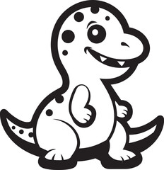 Lovely Dino Chic Cute Black Logo Playful Dino Grin Black Vector Icon