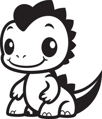 Whimsical Dino Chic Cute Black Vector Charming Dino Elegance Black Logo Icon