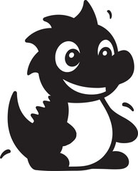 Tiny T Rex Treasures Black Cartoon Icon Whimsical Dino Chic Cute Black Vector