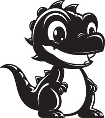 Cheerful Dino Charm Cute Black Logo Joyful Dino Hug Black Logo Icon