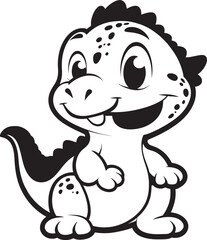 Lovely Dino Whimsy Vector Black Design Playful Dino Charm Cute Black Icon