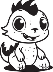 Charming Dino Chic Black Icon Logo Friendly Dino Face Cute Black Design