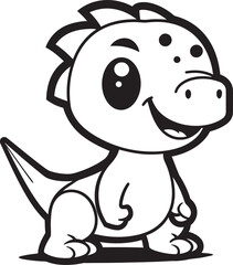 Cartoon Dino Cuteness Black Logo Icon Endearing Dino Chic Vector Black Cartoon