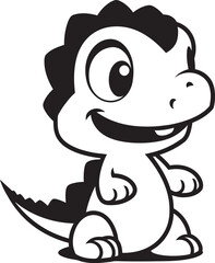 Charming Dino Chic Vector Black Cartoon Friendly Dino Face Cute Black Logo