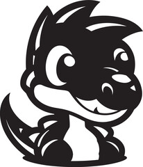 Cheerful Dino Charm Vector Black Logo Joyful Dino Hug Cute Black Cartoon