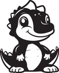 Playful Dino Charm Cute Black Vector Sweet Dino Grin Vector Black Design