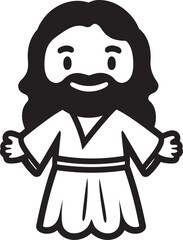 Peaceful Guardian Cute Jesus Black Icon Holy Blessing Cartoon Jesus in Black