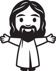 Sacred Love Cartoon Jesus in Black Divine Guidance Cute Jesus Black Icon