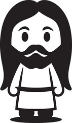 Merciful Guardian Cartoon Jesus Design Peaceful Presence Cute Black Logo