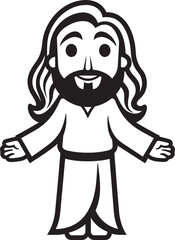 Divine Comfort Cute Black Jesus Icon Gentle Radiance Cartoon Jesus Vector