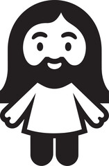 Gentle Radiance Cartoon Jesus Vector Blessed Savior Cute Black Logo