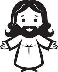 Redeeming Grace Cartoon Jesus Black Logo Divine Joy Cute Black Jesus Vector