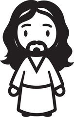 Sacred Presence Cartoon Jesus in Black Heavenly Grace Cute Jesus Black Logo