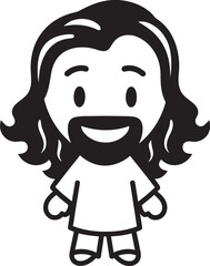 Heavenly Grace Cute Jesus Black Logo Kind Radiance Cartoon Jesus Black Vector