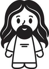Kind Savior Cute Jesus Black Vector Eternal Love Cartoon Jesus in Black