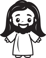 Divine Radiance Cute Black Jesus Icon Gentle Presence Cartoon Jesus Black