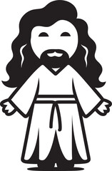 Gentle Presence Cartoon Jesus Black Blessed Guardian Cute Black Design