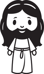 Gentle Guide Cartoon Jesus Design Blessed Love Cute Black Icon