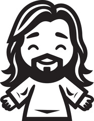Gentle Redeemer Cartoon Jesus in Black Healing Presence Black Vector Jesus Icon