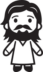 Compassionate Redeemer Cartoon Jesus Vector Icon Sacred Grace Cute Black Logo of Jesus