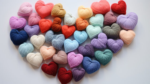Chromatic Affection: Hearts in Multicolor Yarn