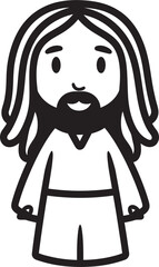 Kind Shepherd Cartoon Jesus Black Vector Messiahs Joy Cute Jesus Icon in Black