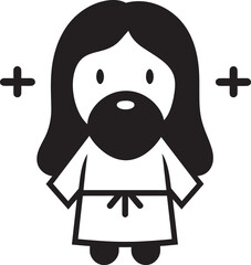 Messiahs Light Cartoon Jesus Black Saviors Love Black Vector Jesus Icon
