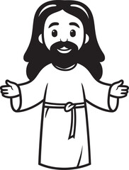 Blessed Compassion Cute Jesus Black Heavenly Shepherd Cartoon Jesus Icon